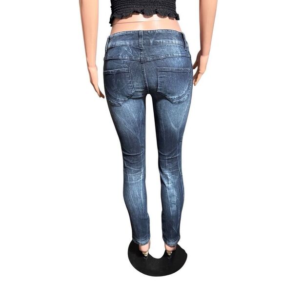 Women's Mid-rise dark blue distress denim skinny ankle jeans S - Picture 2 of 7